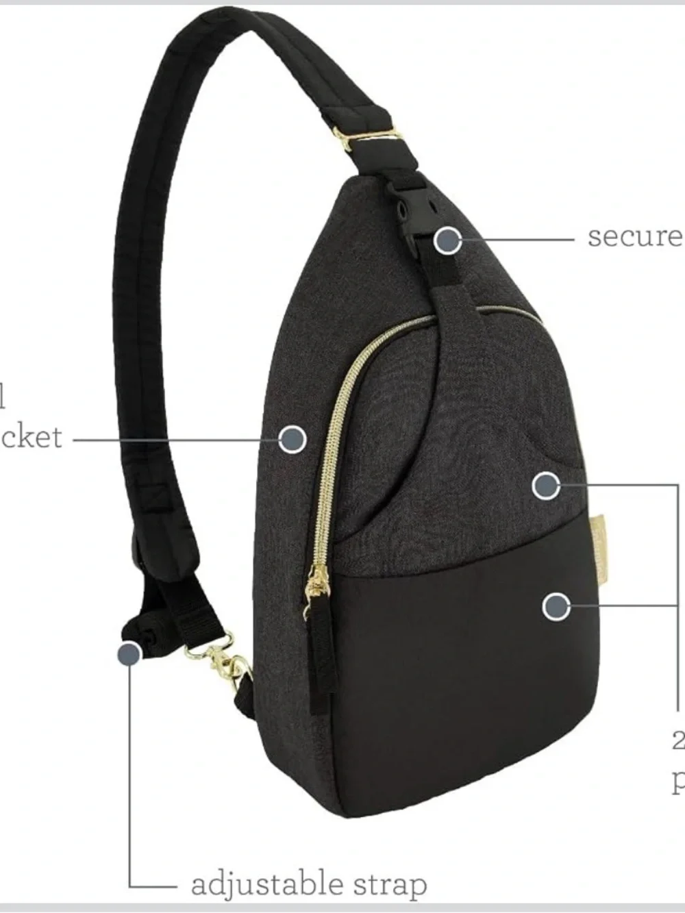 Infantino Diaper Bag Lightweight Crossbody, Black